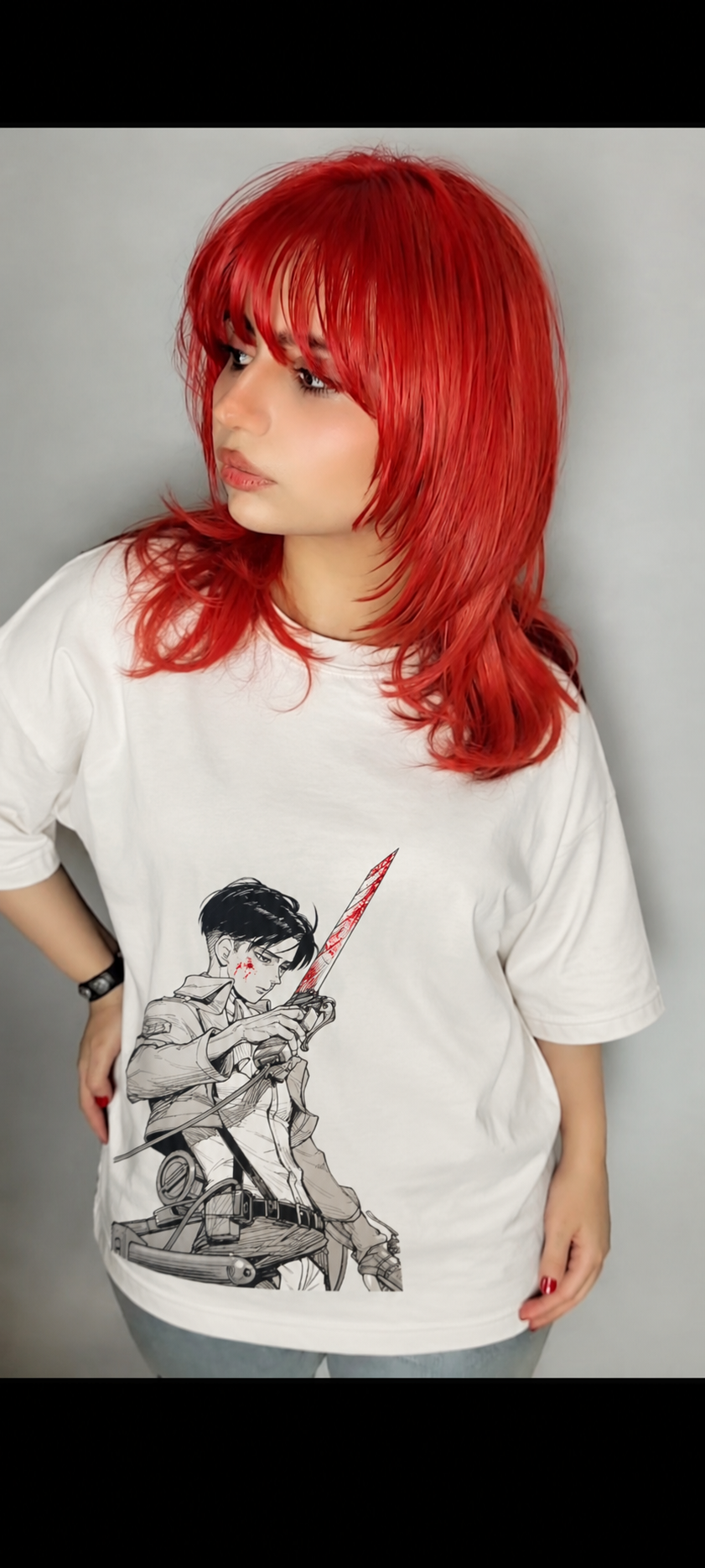 تیشرت انیمه طرح اتک آن تایتان لیوای  Attack on Titan طرح Levi