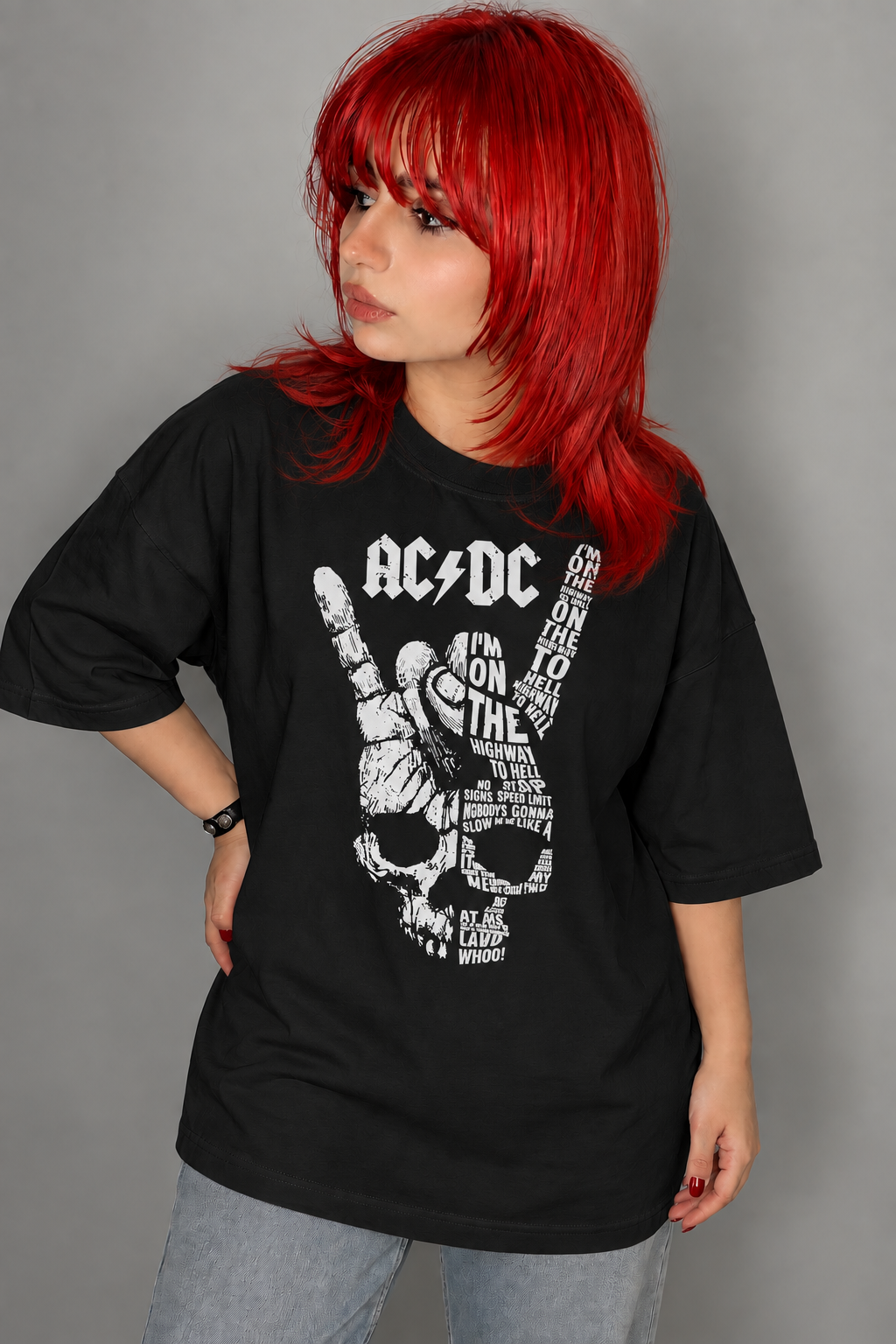 تیشرت بند AC/DC طرح Highway to Hell Skull
