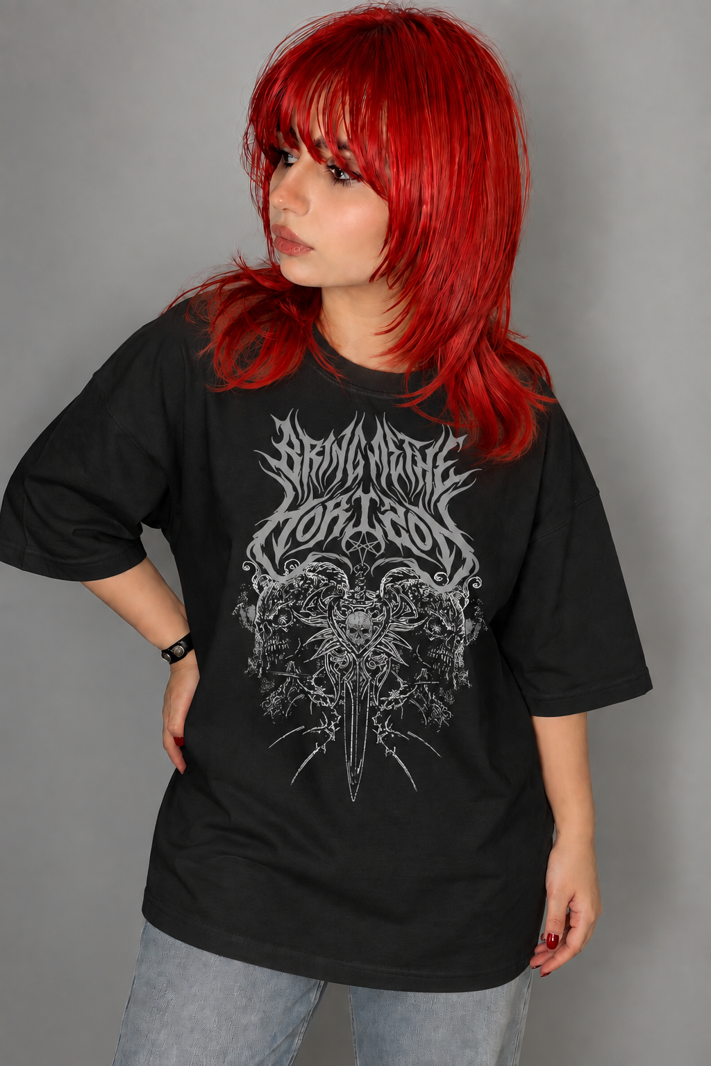 تیشرت بند Bring Me The Horizon طرح Metal Logo Skull