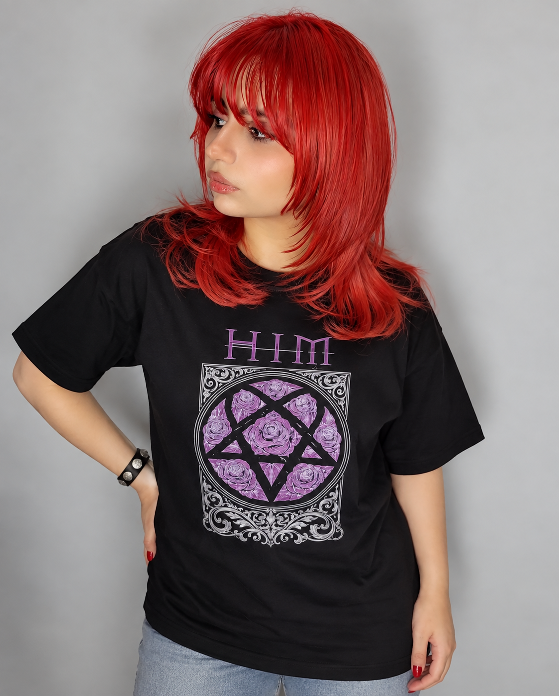 تیشرت بند HIM طرح Purple Roses Heartagram
