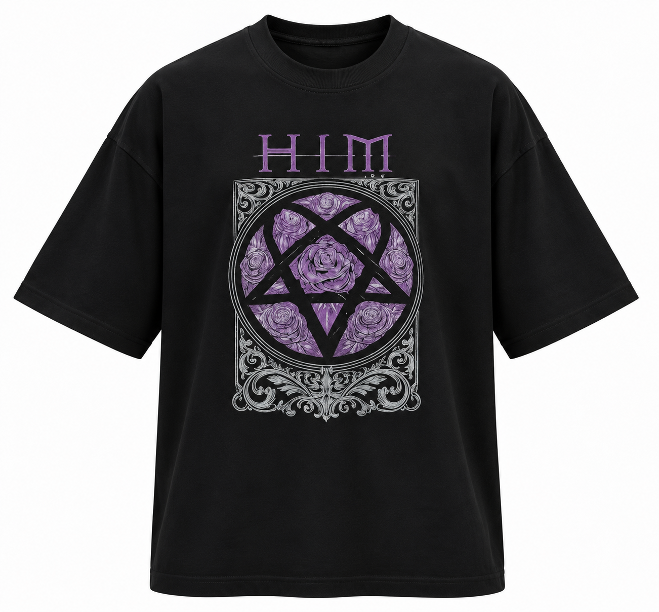 تیشرت بند HIM طرح Purple Roses Heartagram