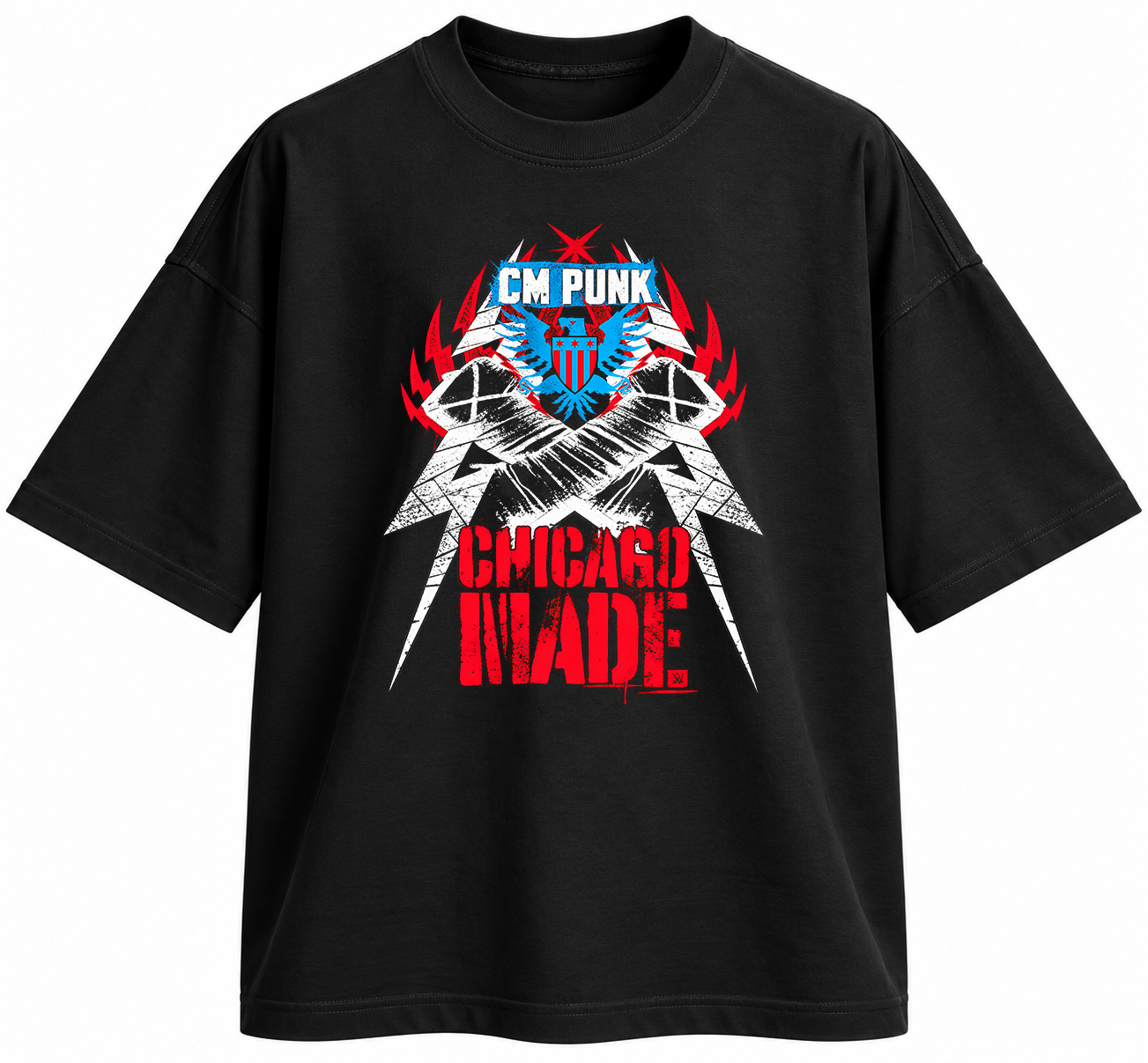 تیشرت کشتی کج CM Punk طرح Chicago Made