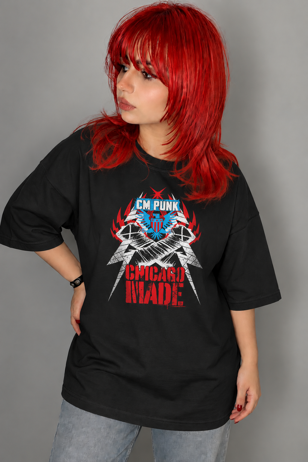 تیشرت کشتی کج CM Punk طرح Chicago Made