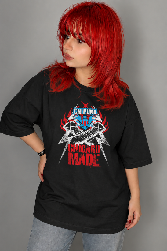 تیشرت کشتی کج CM Punk طرح Chicago Made