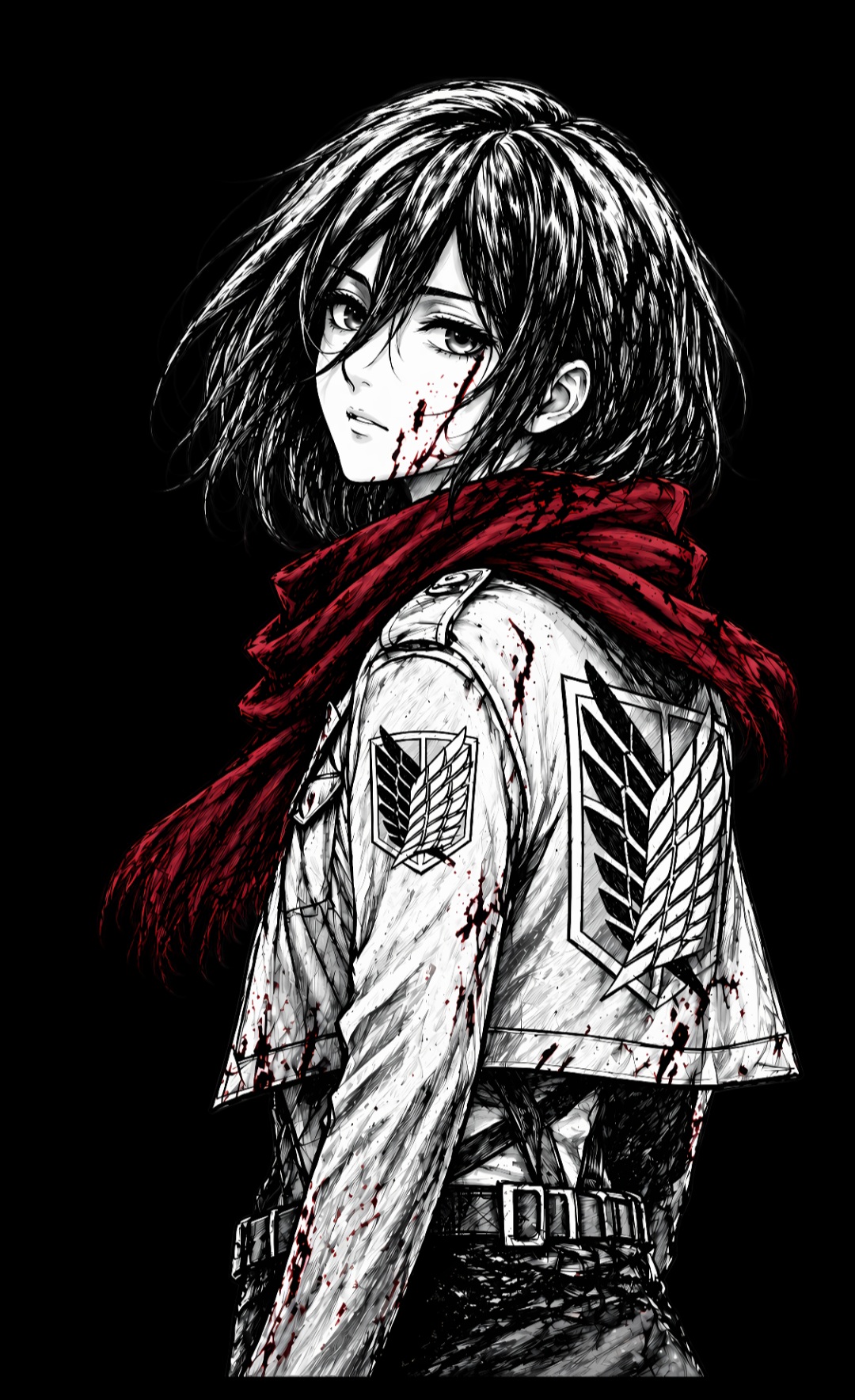 طرح انیمه اتک آن تایتان مدل میکاسا Attack on Titan – Mikasa Ackerman
