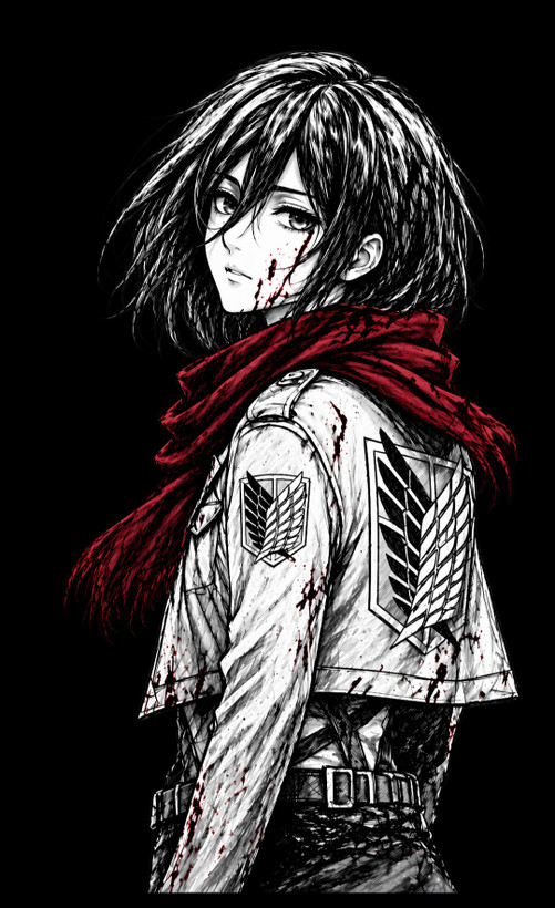 طرح انیمه اتک آن تایتان مدل میکاسا Attack on Titan – Mikasa Ackerman