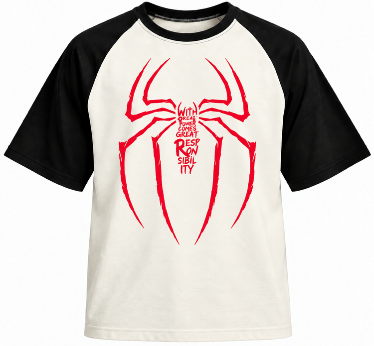 تیشرت رگلان اسپایدرمن Spider-Man طرح Great Power Great Responsibility