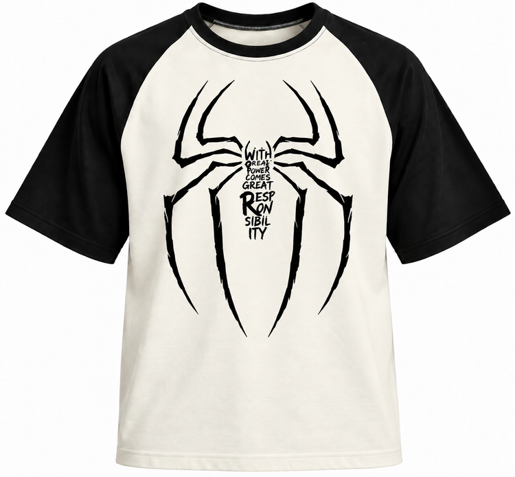 تیشرت رگلان اسپایدرمن Spider-Man طرح Great Power Great Responsibility